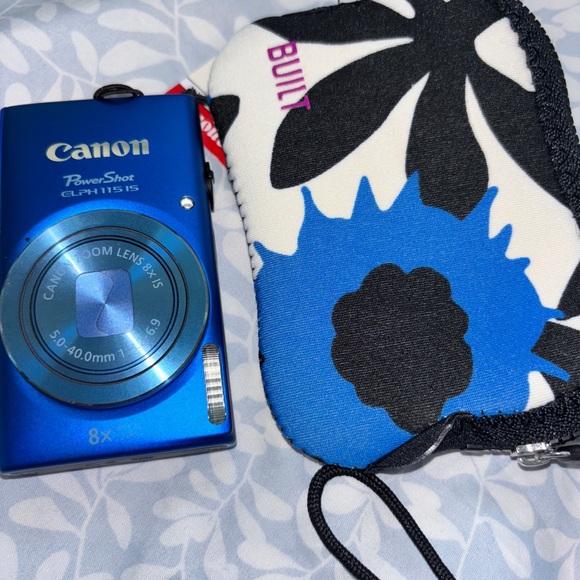Canon PowerShot GLPH 115 IS Blue Camera with Floral Case